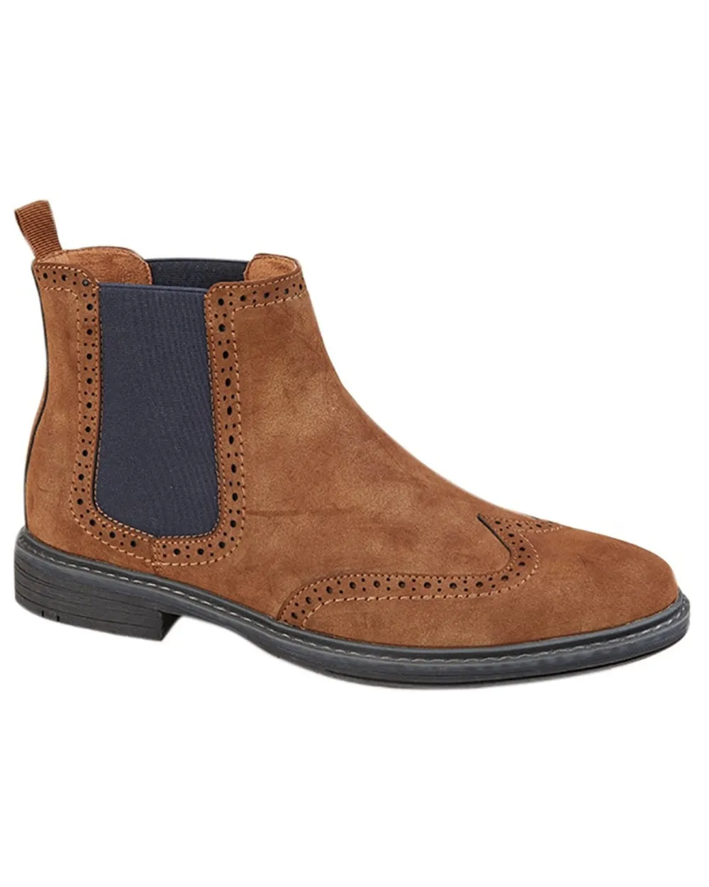Easy Wear Goor Mens Twin Gusset Brogue Ankle Boots