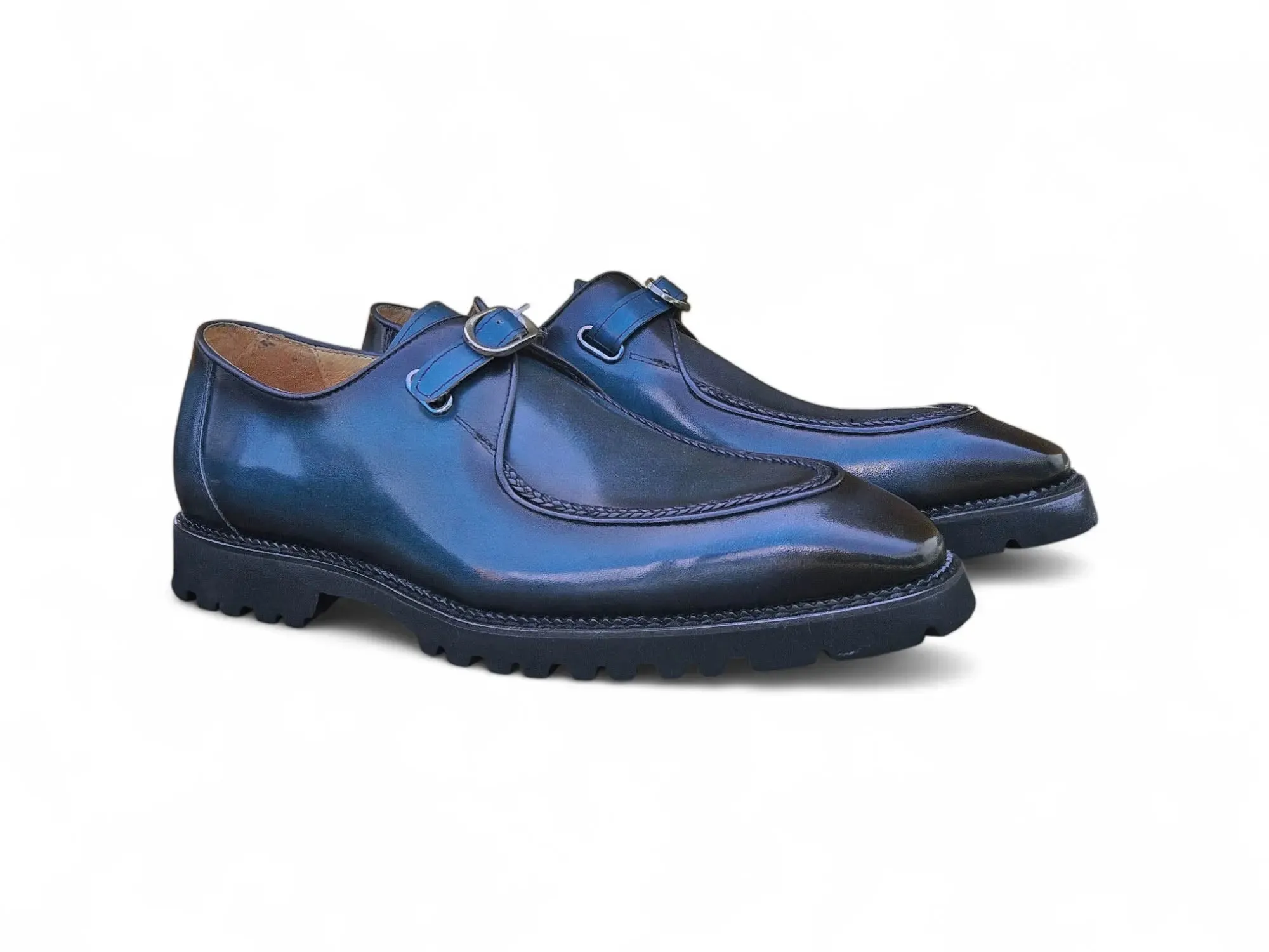 Moc Toe Single Monk Loafer Patent Shine Understated