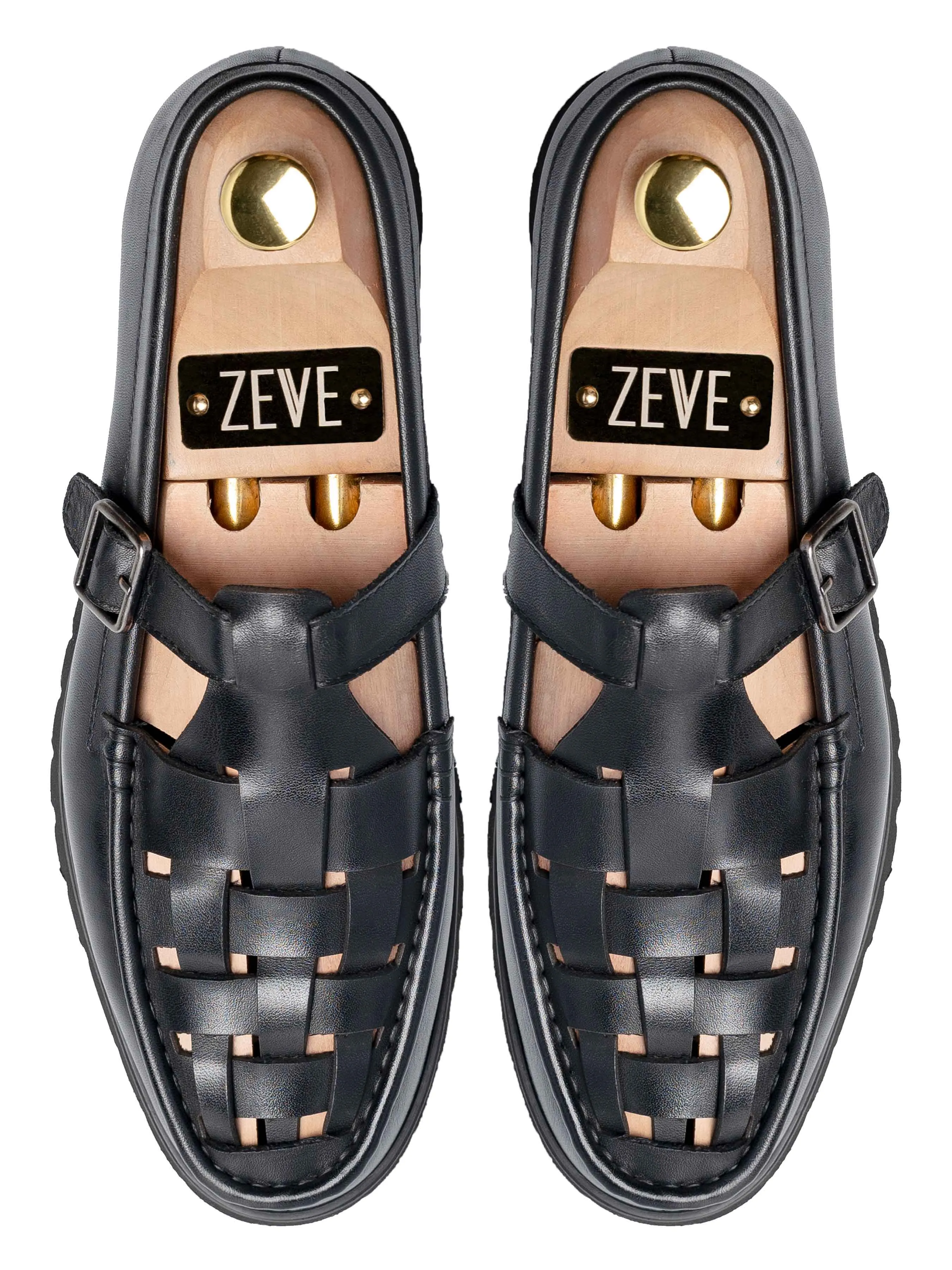 Calm Mood All Grip Perry Weave Loafer - Solid Black Leather (Eva Combat)