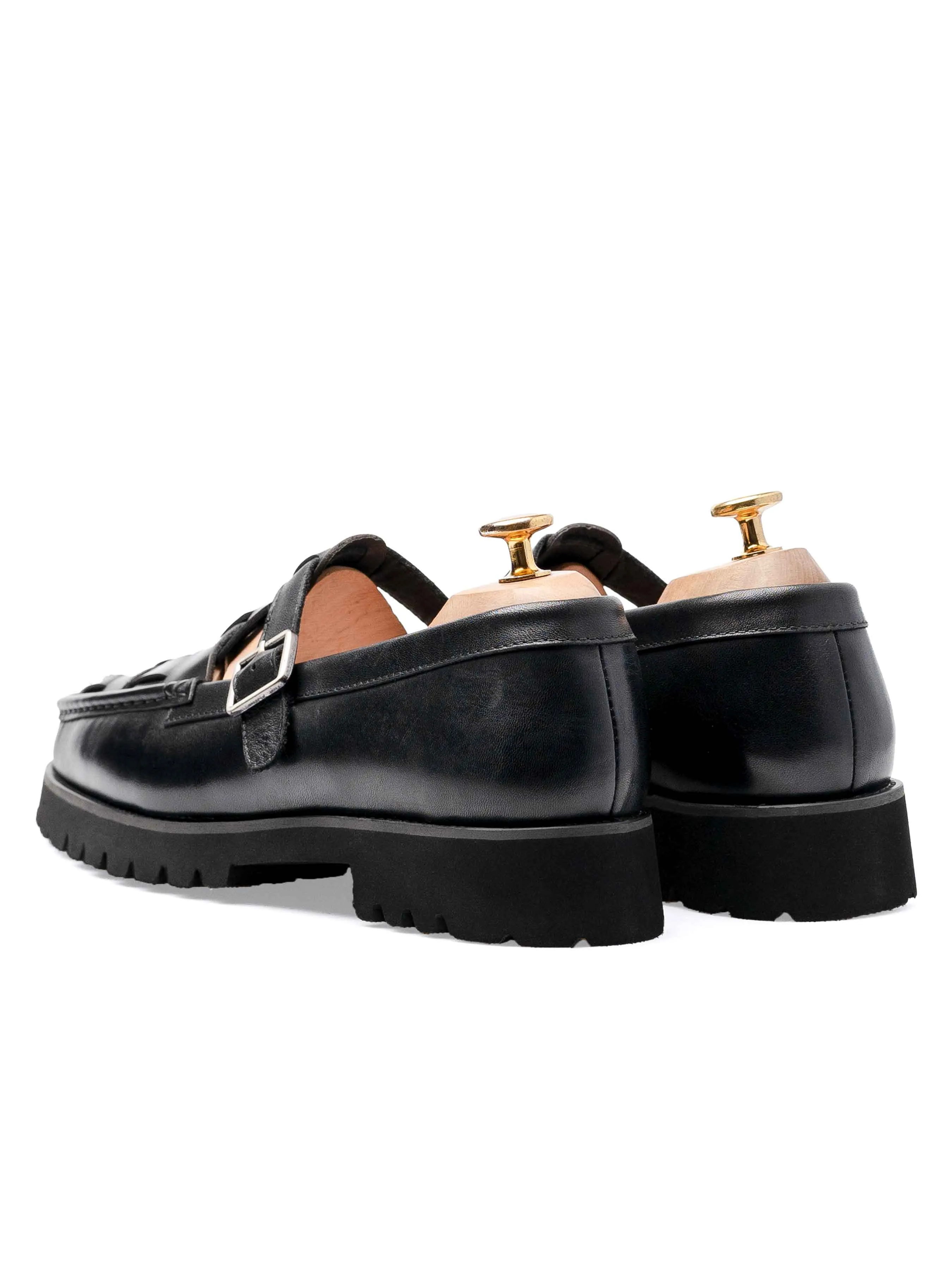 Perry Weave Loafer - Solid Black Leather (Eva Combat) Flex Breeze