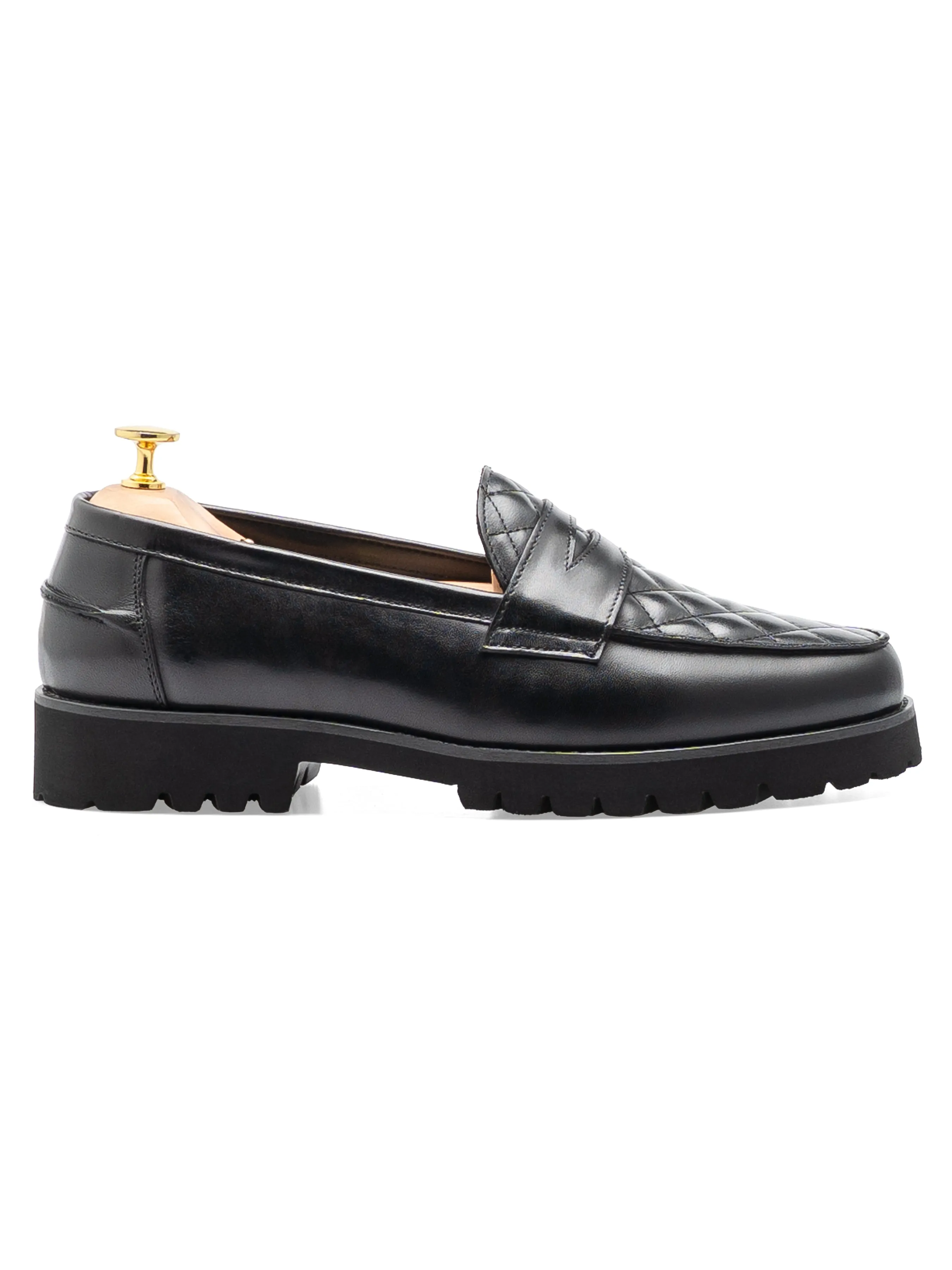 Vadillo Penny Loafer - Solid Black Leather (Eva Combat) Festival Mood Daily Errand