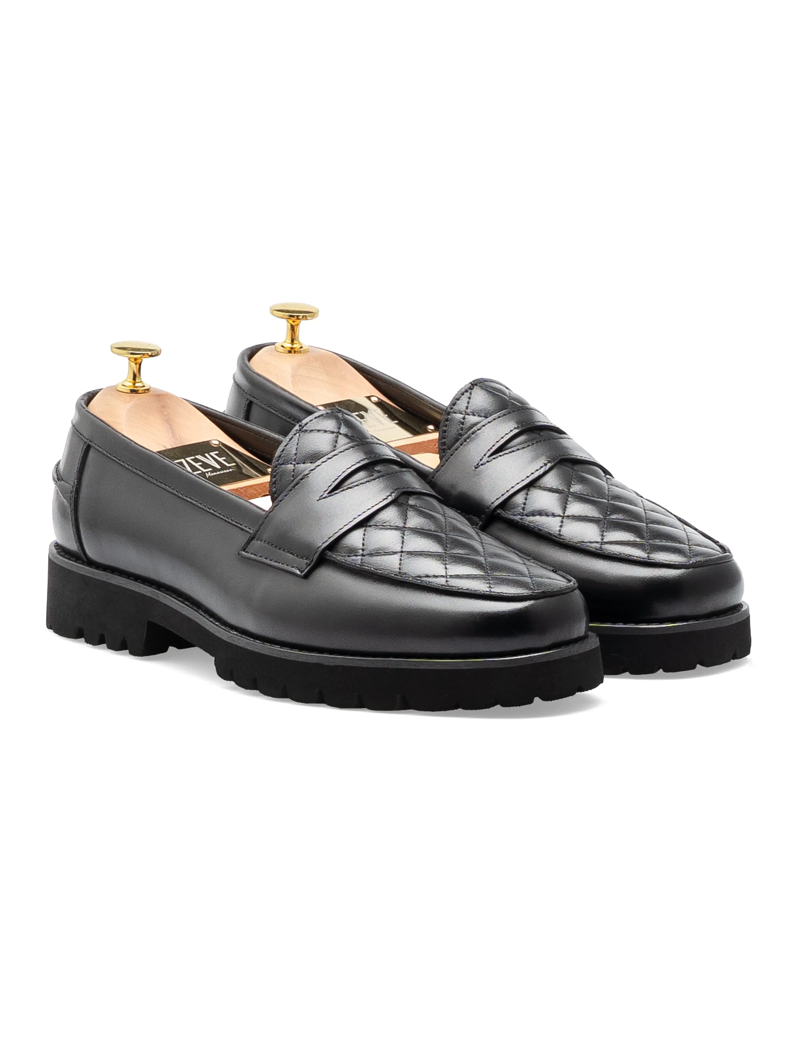 Practical Design Classic Walk Vadillo Penny Loafer - Solid Black Leather (Eva Combat)