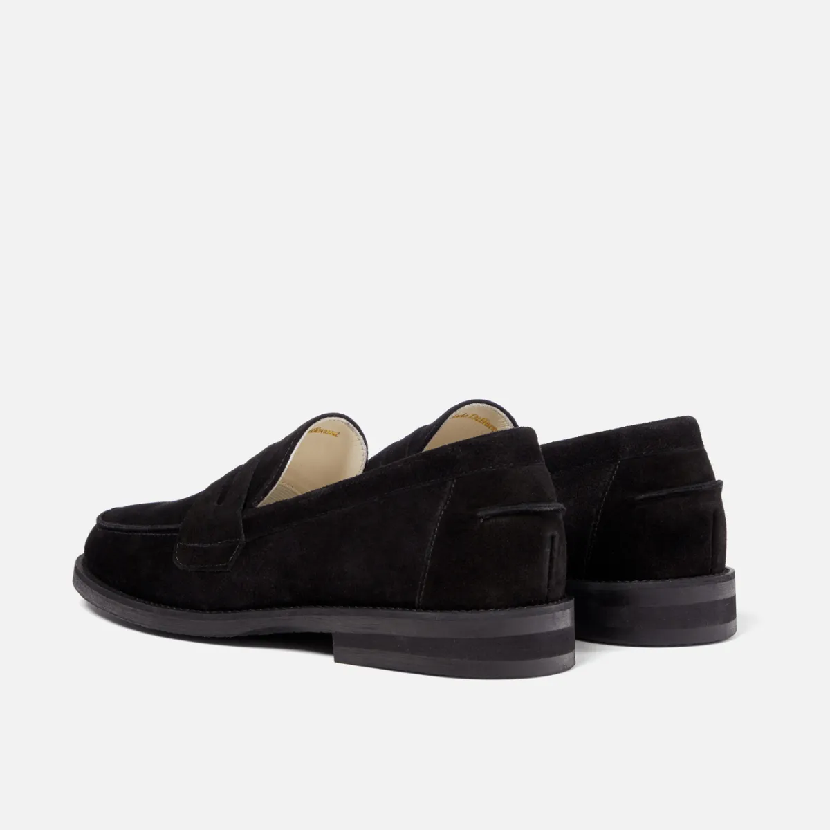 Wide Base Height Plus Wilde Black Suede Penny Loafer - Men's