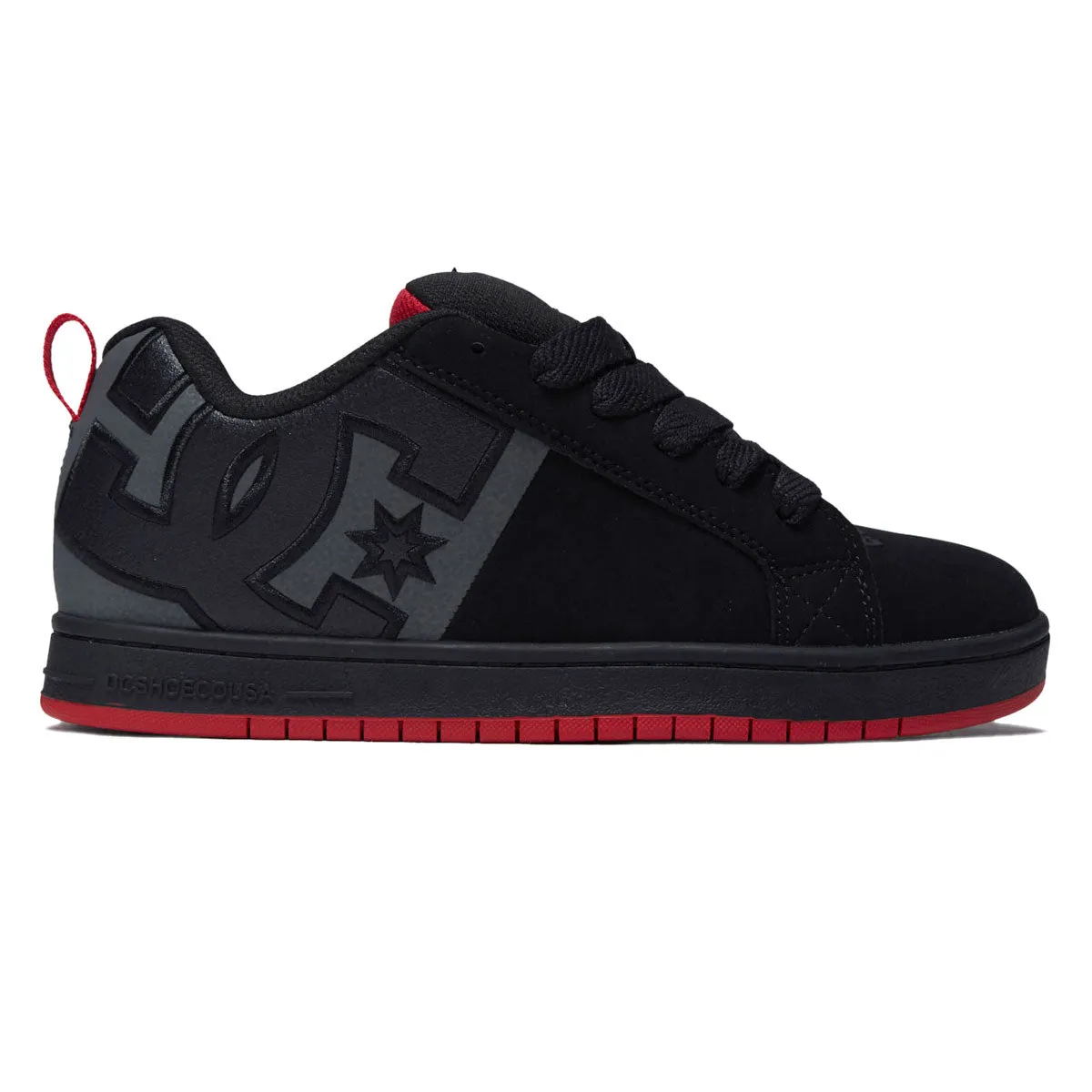 DC Court Graffik SQ Shoes - Black/Grey/Red Skater Friendly Sport Casual