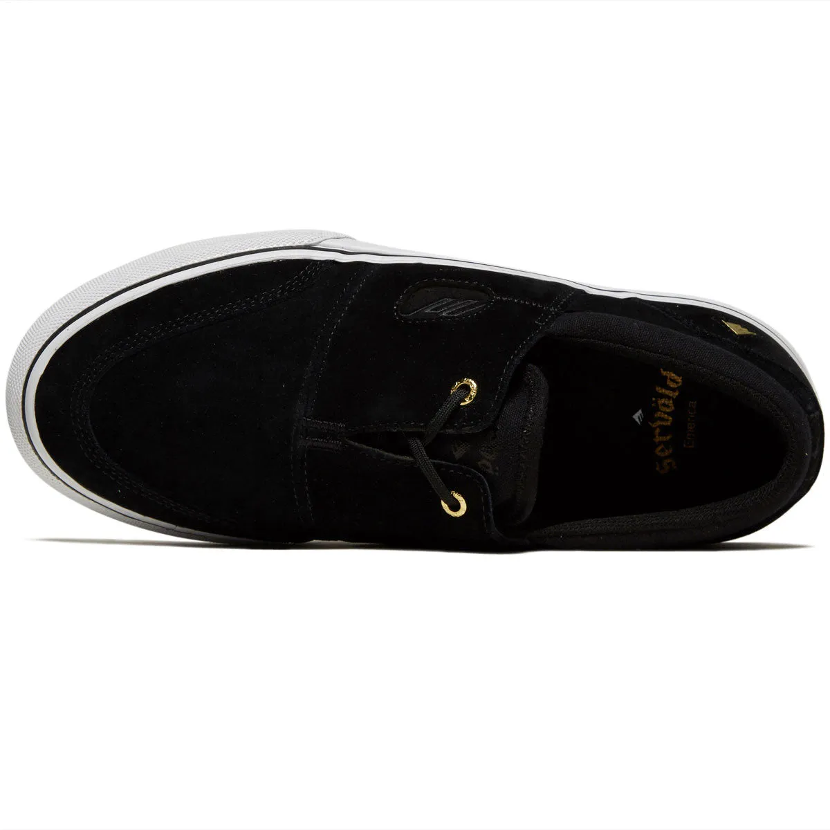 Stretchable Emerica Servold Shoes - Black/White/Gold