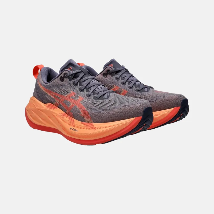 running in a relay race ASICS Superblast 2 ?C Greyish Purple / Coral Reef