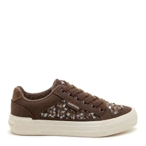 Reinforced   toe Neutral Style Cheery Brown Sequin Sneaker