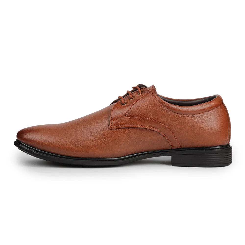 Fortune Tan Formal Lacing Derby Shoes For Men HOL-130E By Liberty Flexible Walking Fit