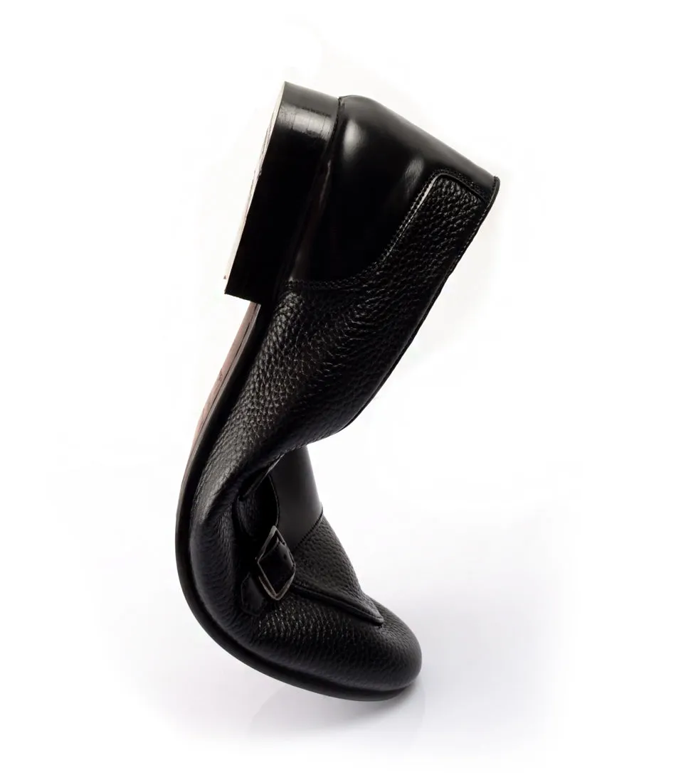 Black Milled Double Monk Loafers - Ultra-Flex Scandi Style