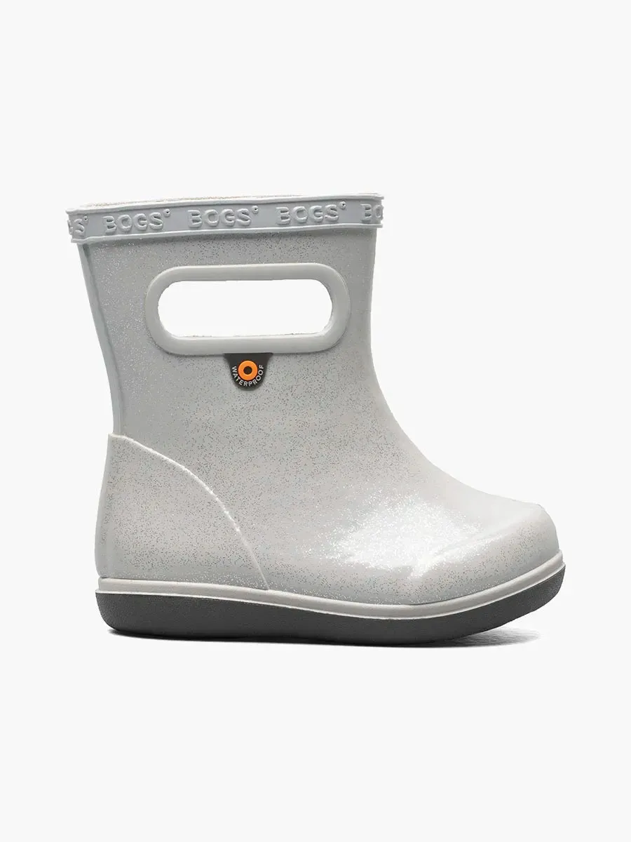 Cozy Waterproof mud proof Bogs Skipper Toddler Rainboots - Grey Glitter