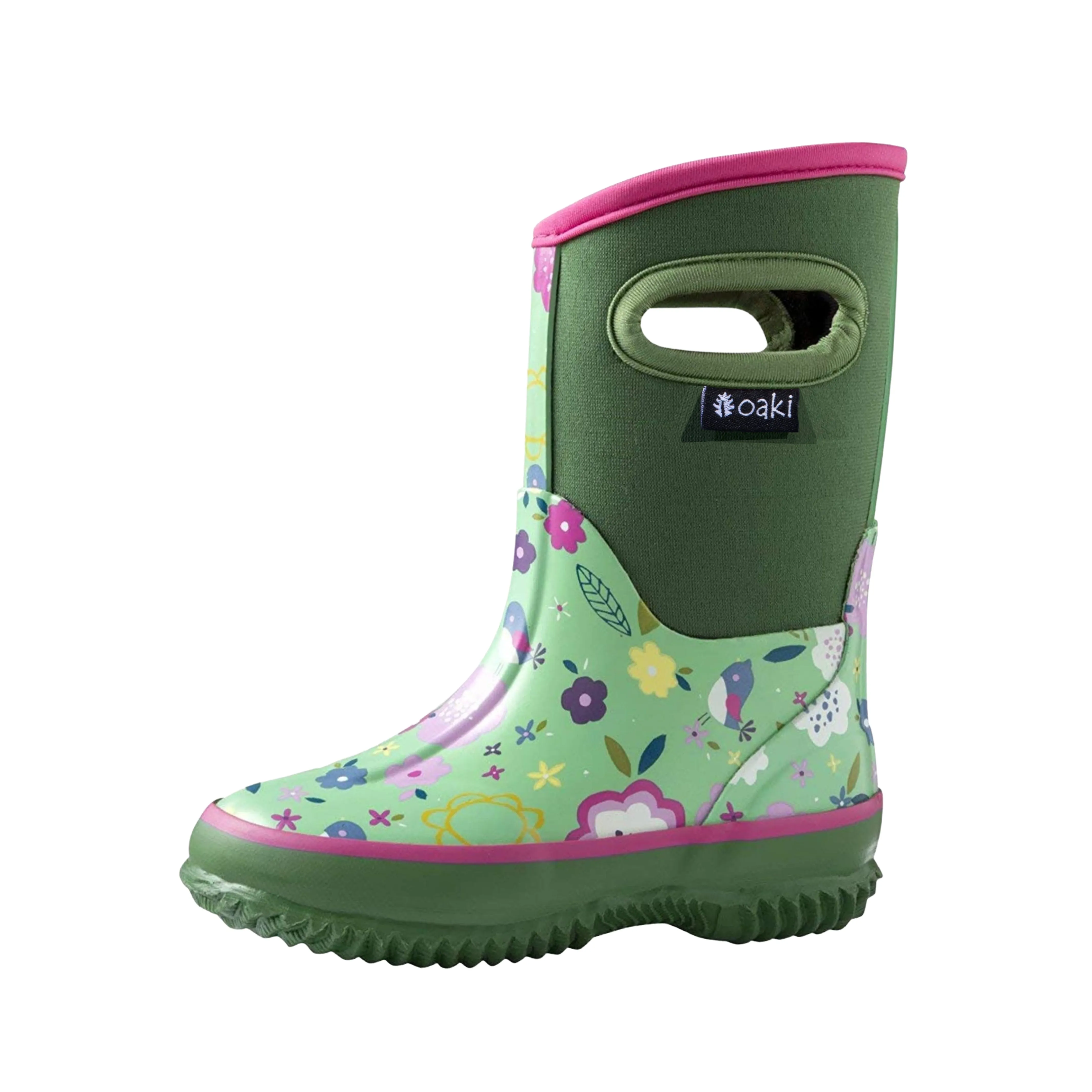 Green Floral Neoprene Rain/Snow Boots Adventure Trek Outdoor Adventure Footwear