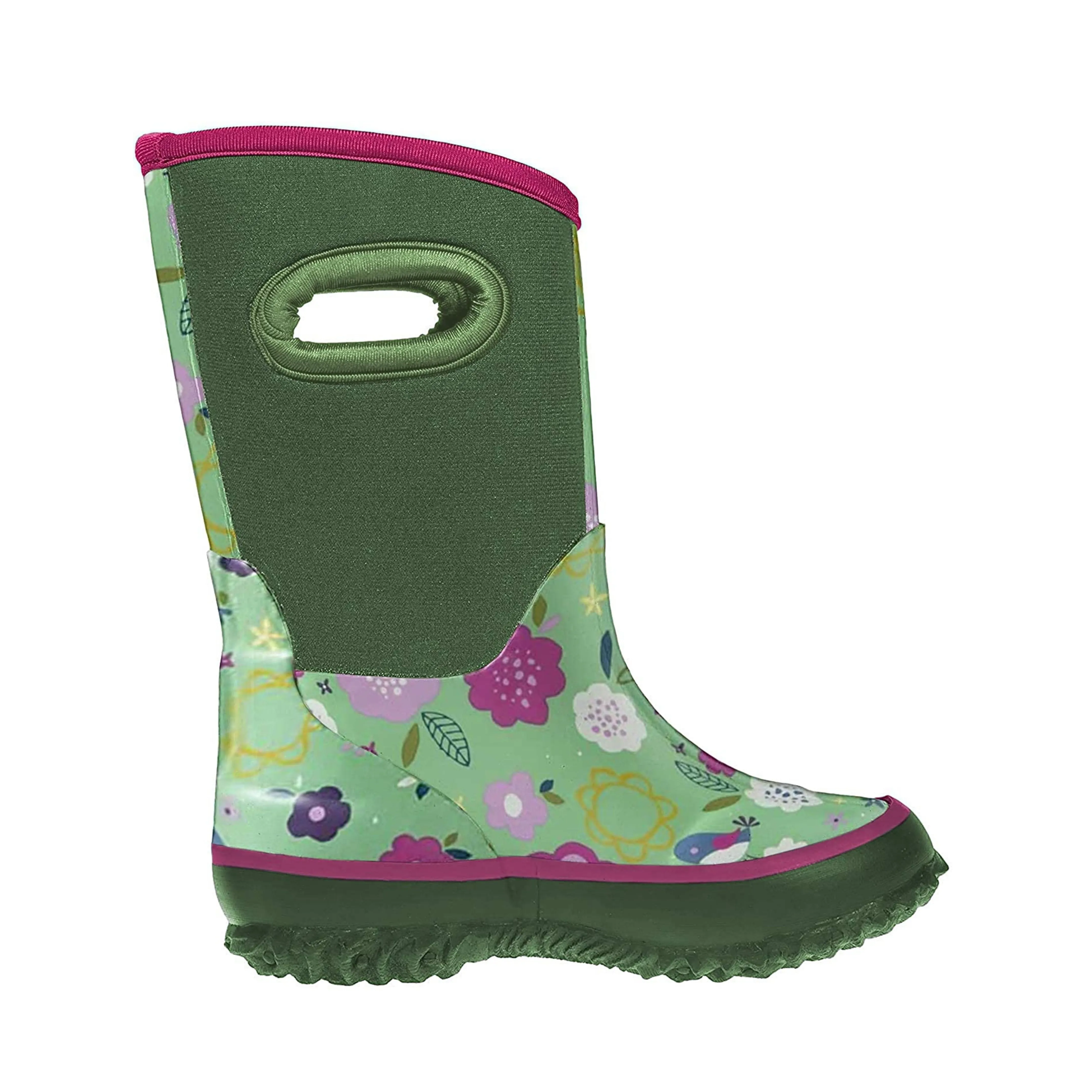 Heavy Terrain Boots Snow Ready Green Floral Neoprene Rain/Snow Boots