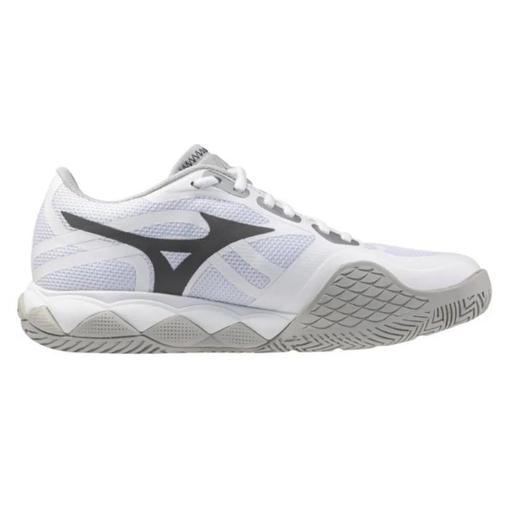 Comfort Padding Mizuno Wave Enforce Tour 2 AC Women's Tennis Shoe (White/Silver)