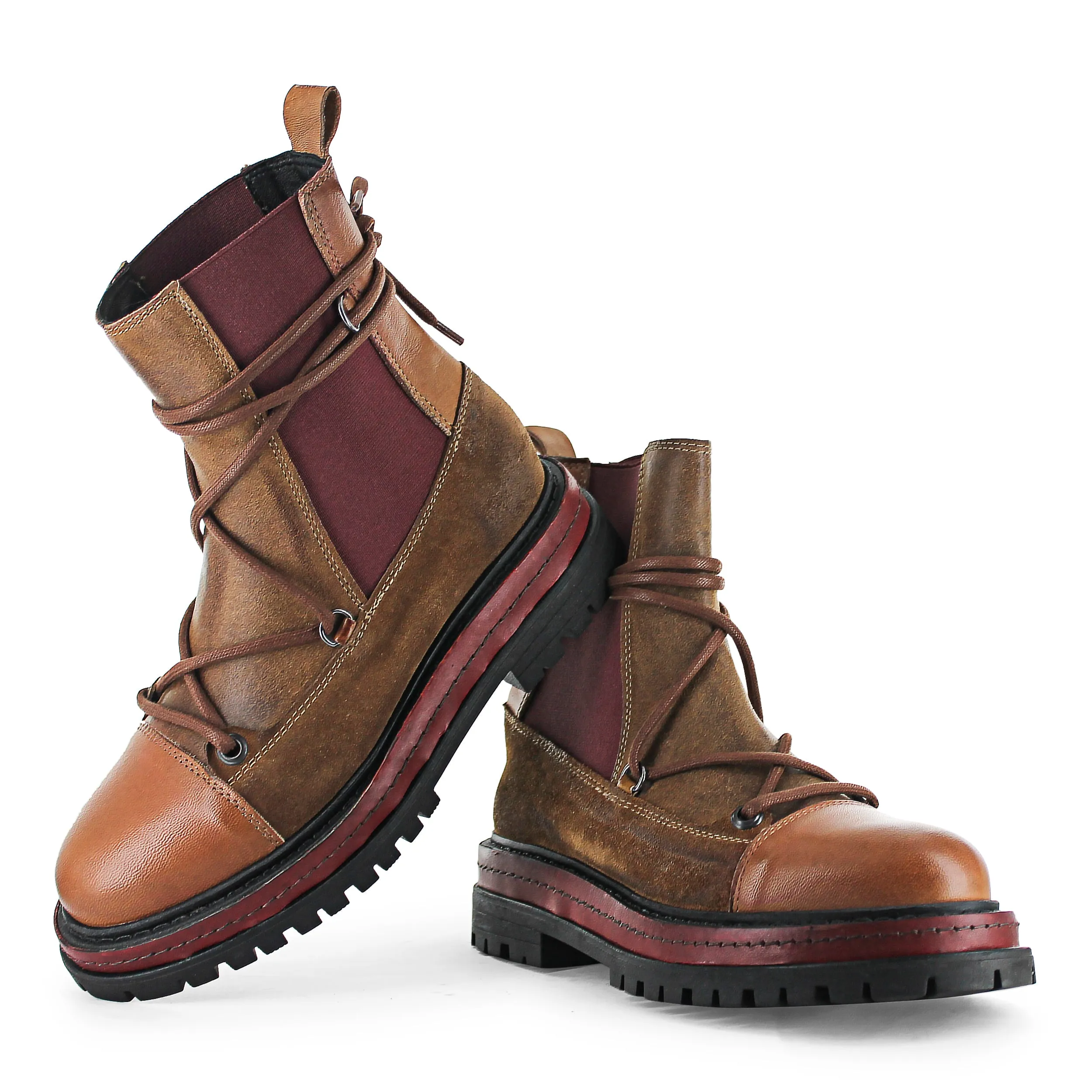 BRIST02 - Brown/Burgundy Chelsea Boot Weekend Wear