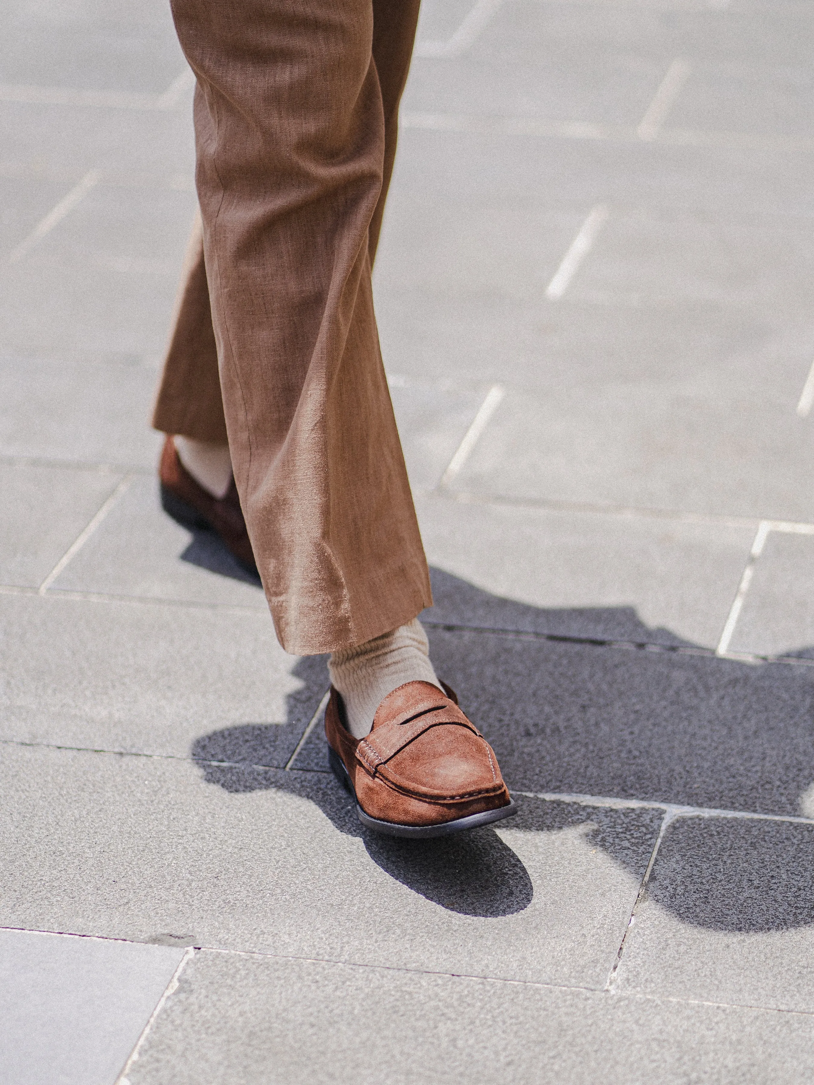 Penny Moccasin Loafer - Tobacco Brown Suede Leather Art Tour