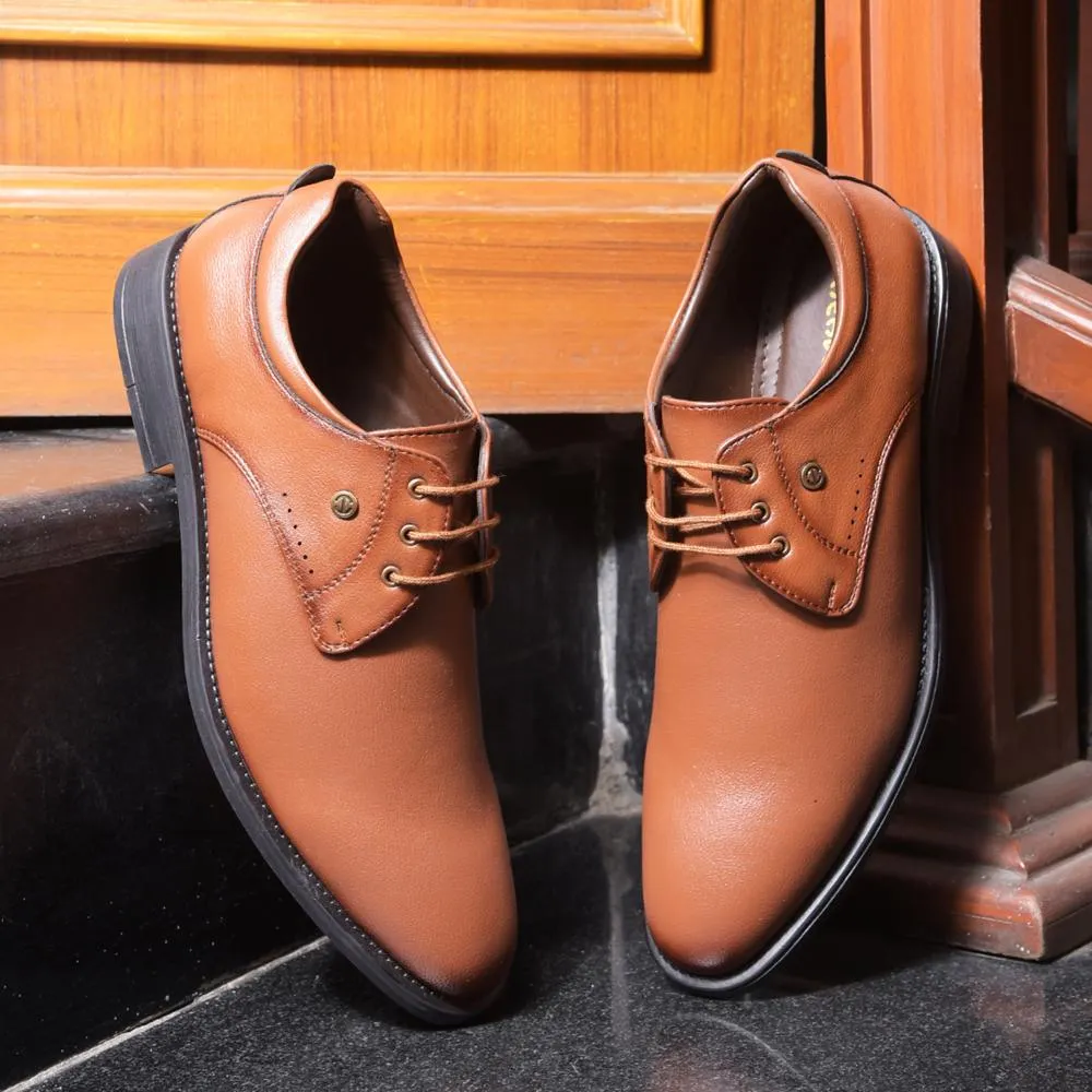 Healers Tan Formal Lacing Derby Shoes For Men SAGAR-16 By Liberty Detail Driven Comfort Ready
