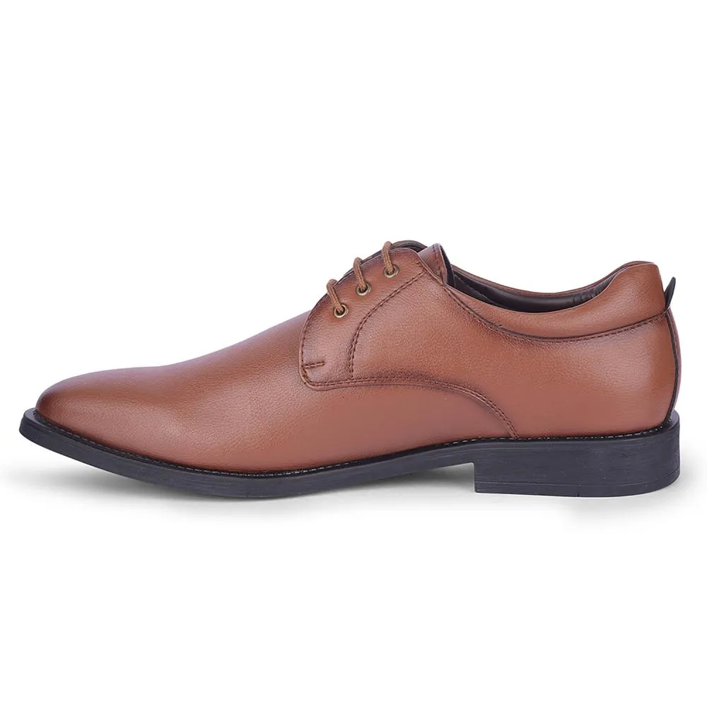 Healers Tan Formal Lacing Derby Shoes For Men SAGAR-16 By Liberty Matte Finish