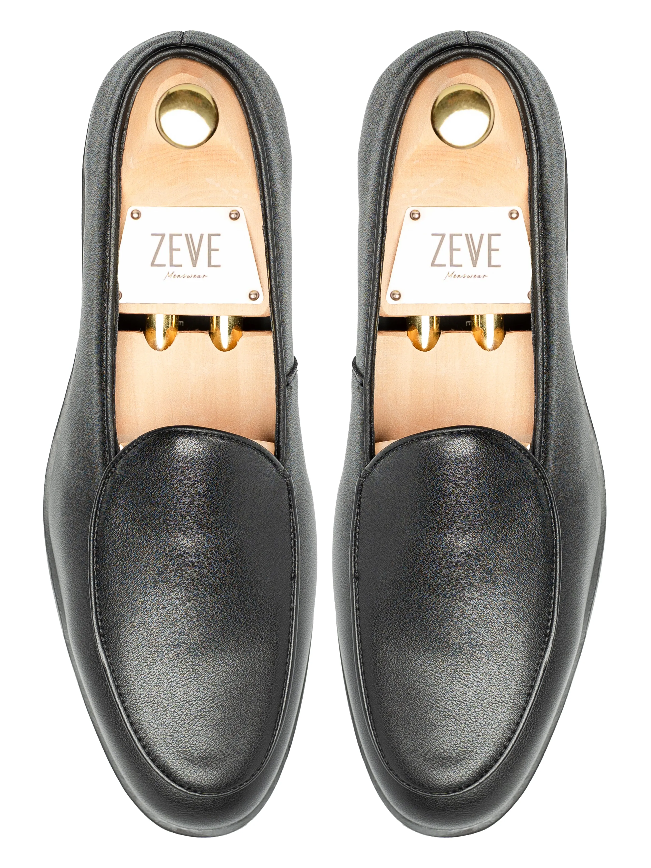 Belgian Loafer - Solid Black Leather Hold Firm