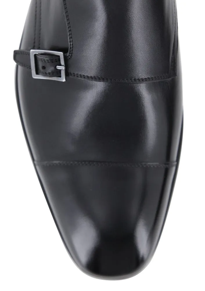 Fiori Di Lusso Black Double Monk Strap Shoes Durable Leather Form Core