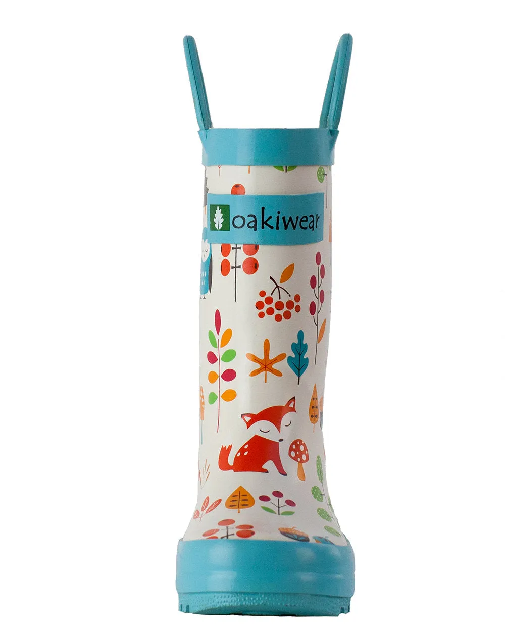 Forest Animals Loop Handle Rubber Rain Boots Adjustable