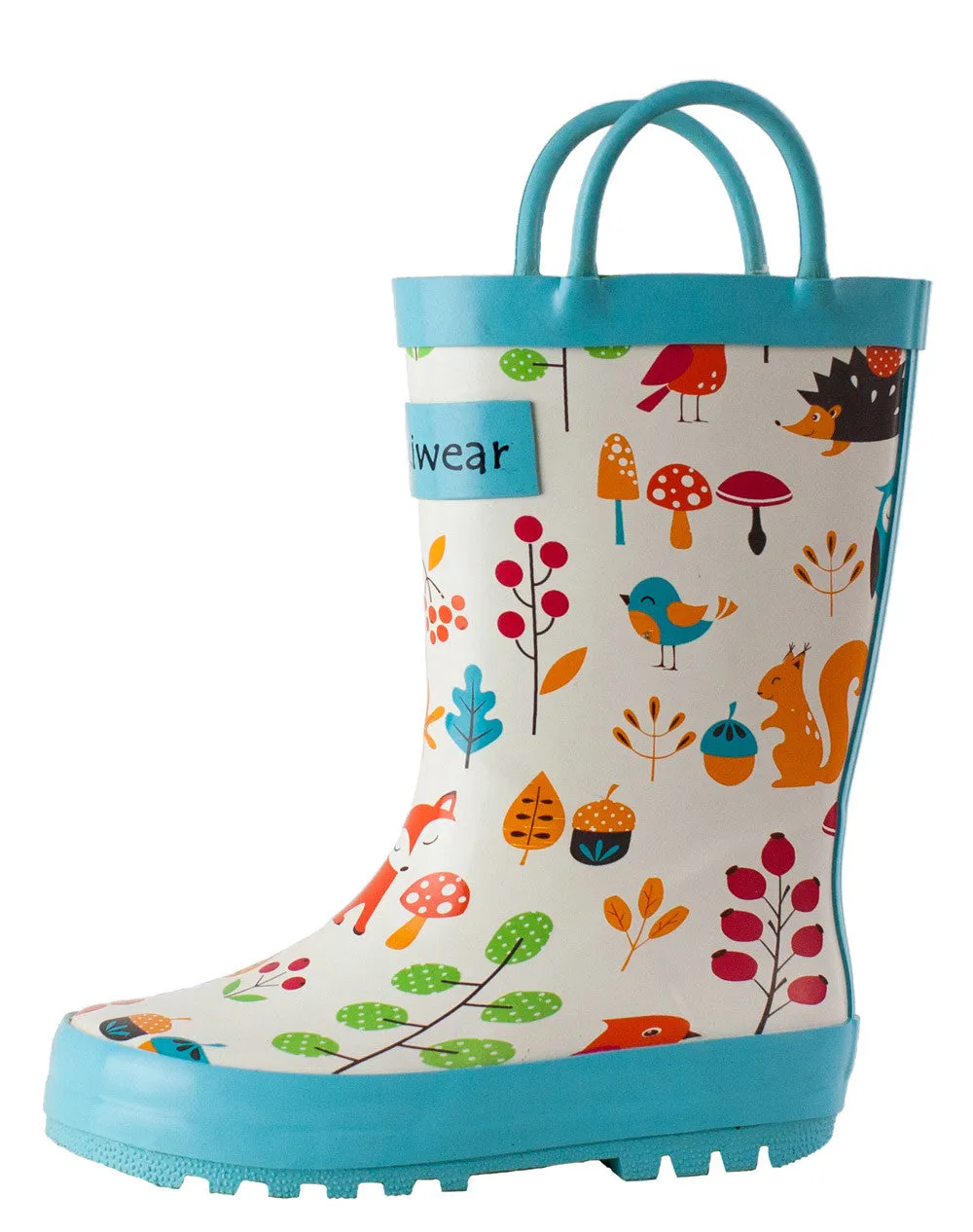 Forest Animals Loop Handle Rubber Rain Boots Walking and Comfort