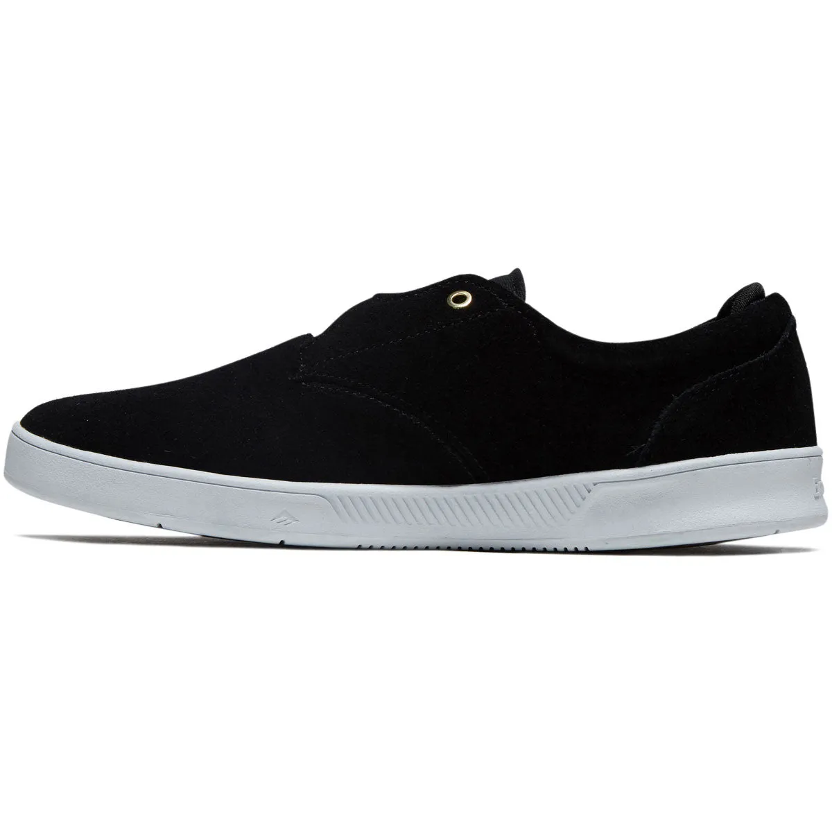 Casual Fit Travel Ready Emerica Romero Skater Shoes - Black/White/Gold