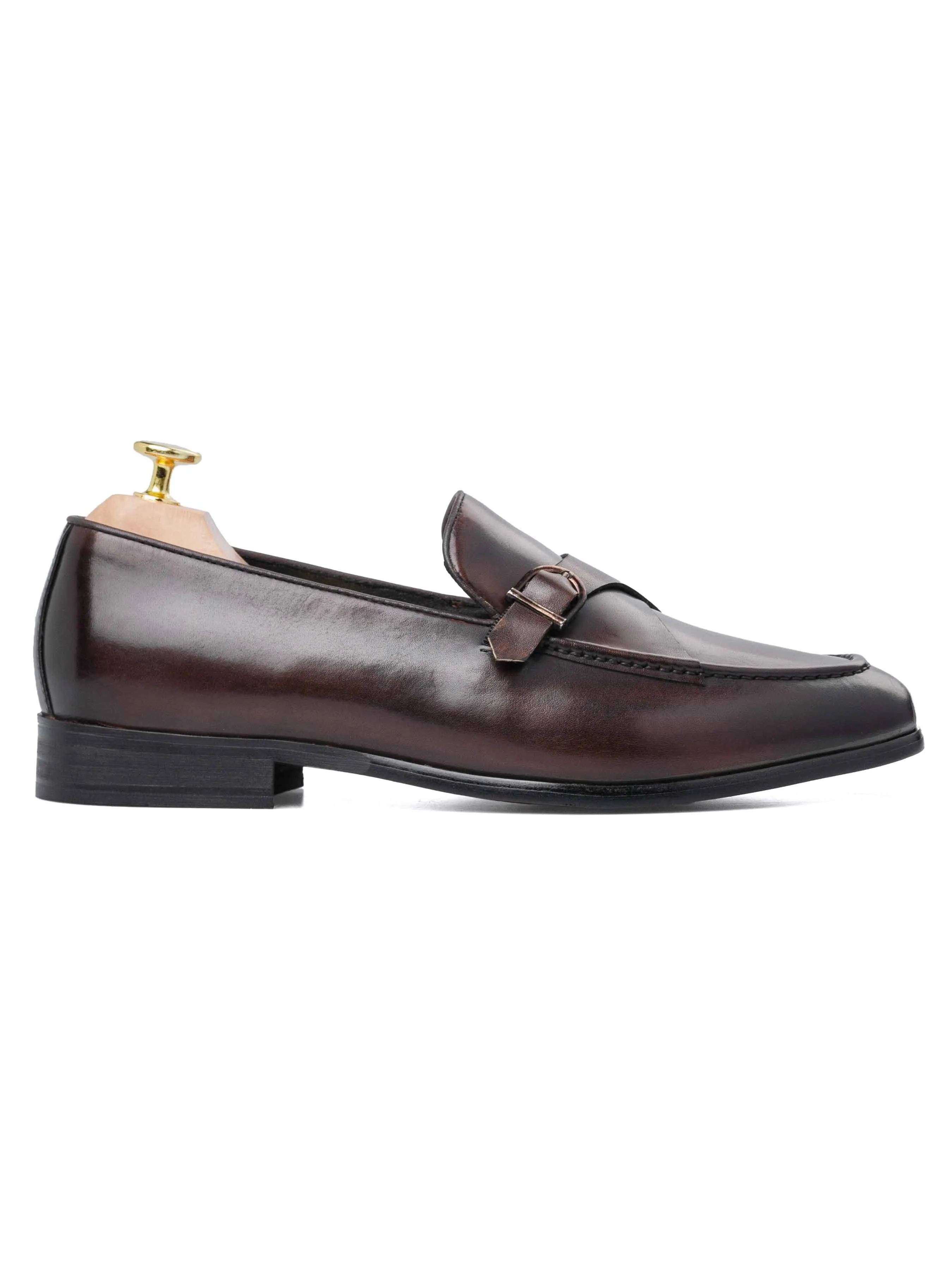 Leo Duo Strap Loafer - Coffee (Hand Painted Patina) Free Step Breathable Fit