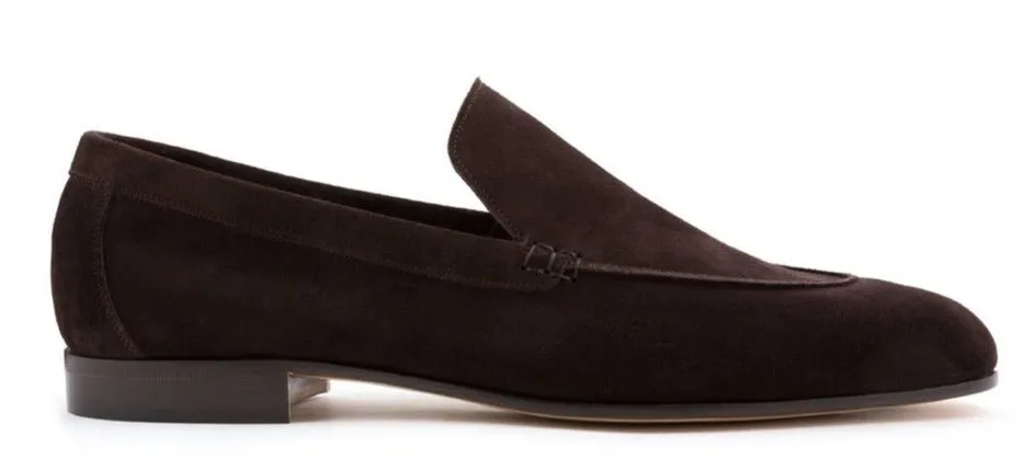 Fashionable Design Mature Chic LOAFER UNLINED PLAIN SUEDE LEATHER HAND WELTED BLAKE STITCHES