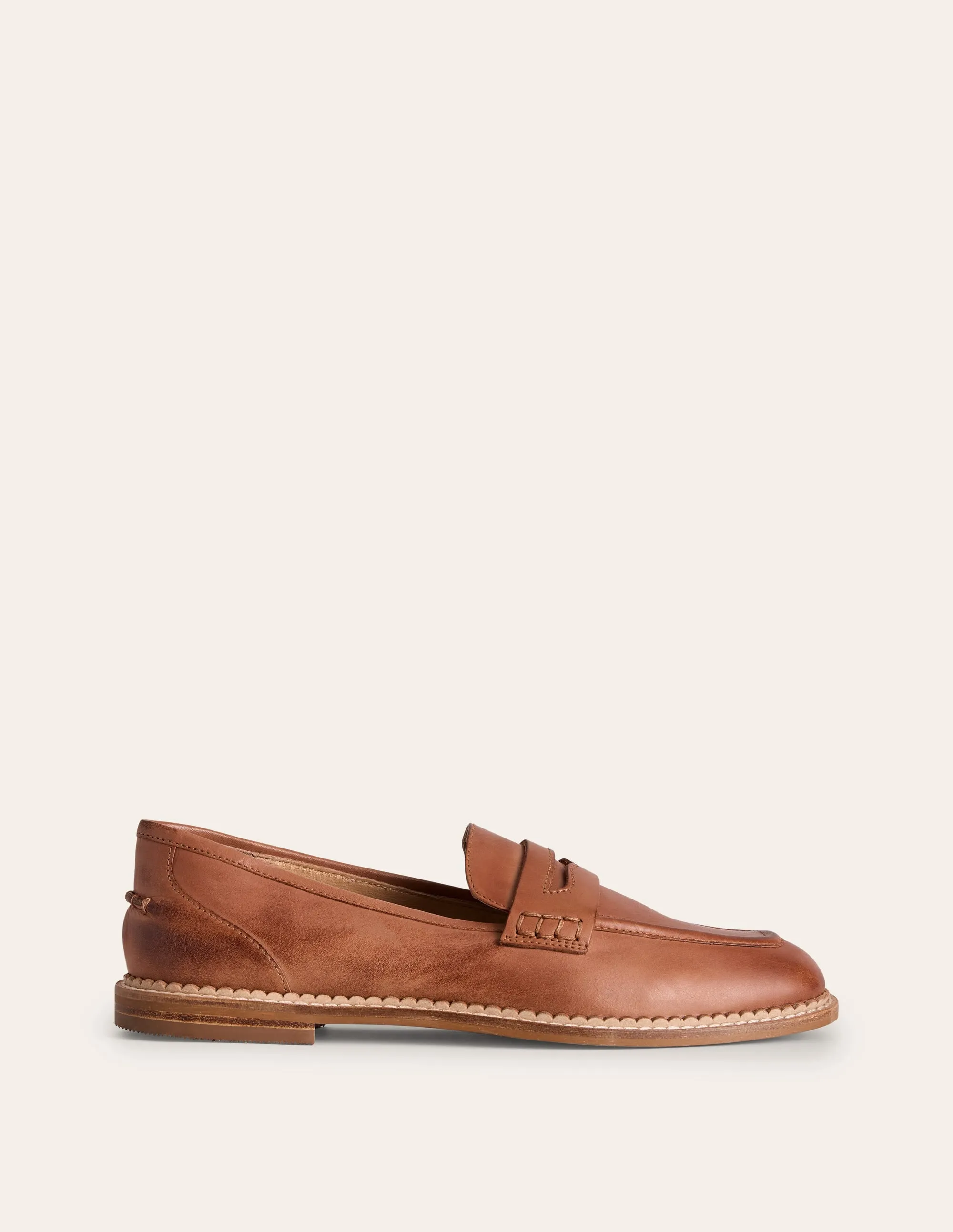 Air Steps All-Season Wear Nya Penny Loafers-Tan Burnished Leather