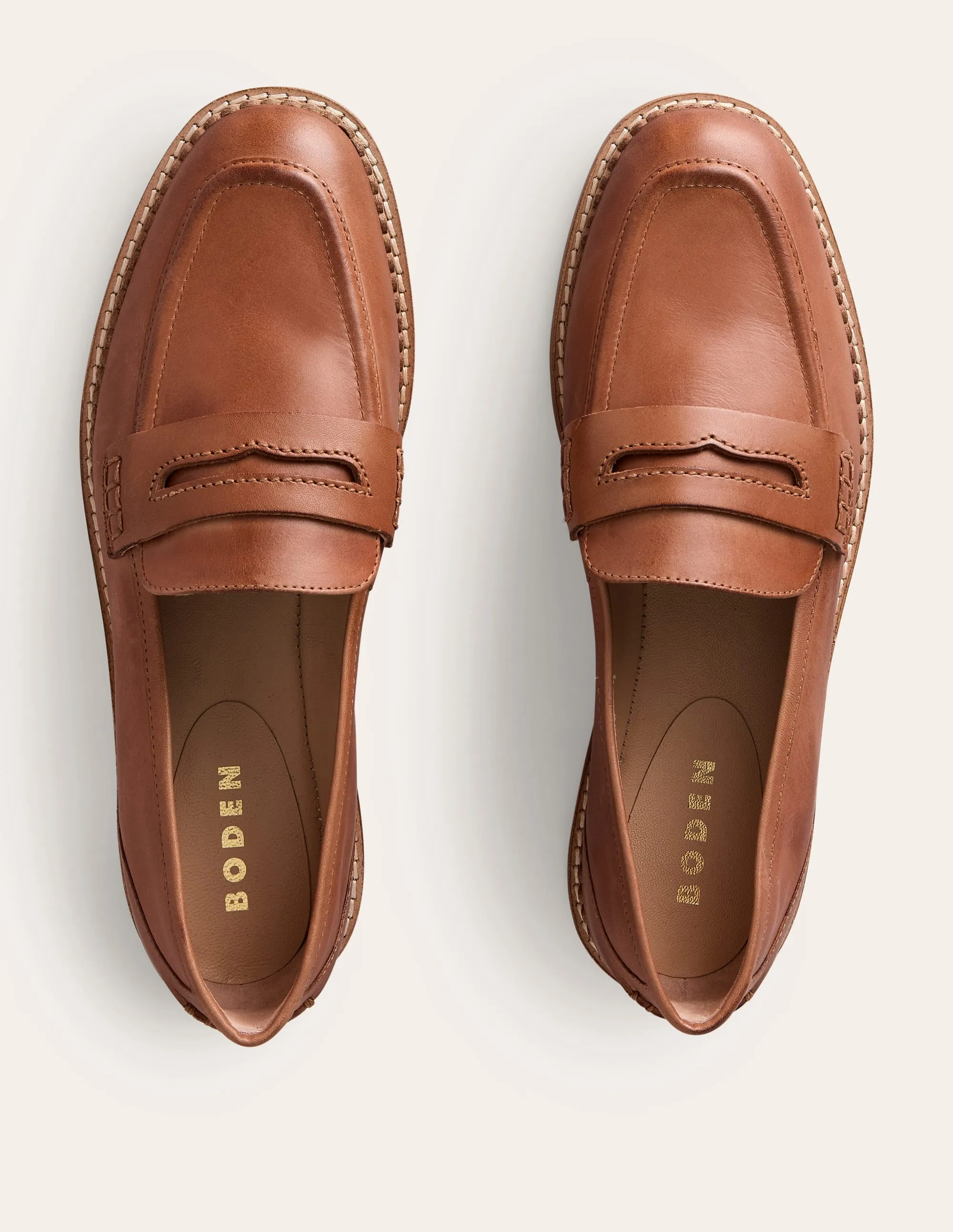 Toe Safe Coffee Corner Nya Penny Loafers-Tan Burnished Leather