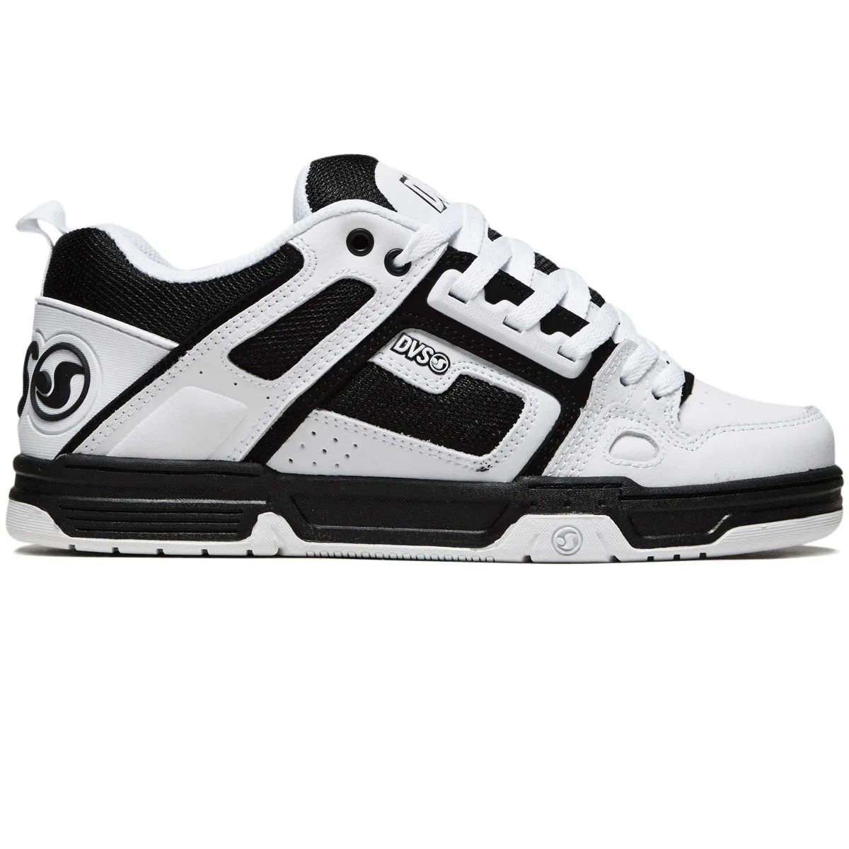 DVS Comanche Shoes - White/Black/White Leather Comfort Ventilation Skater Performance