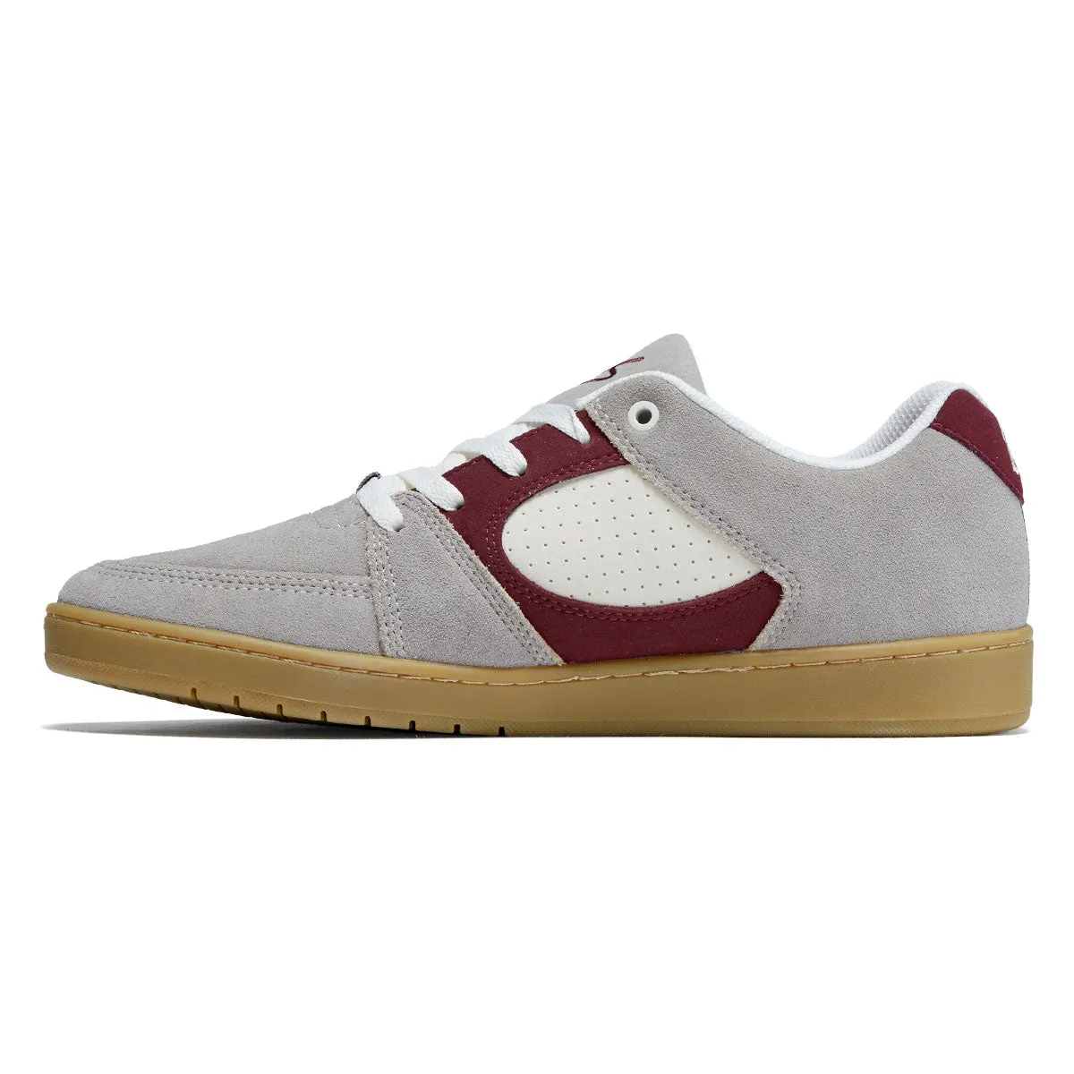 eS Accel Slim Shoes - Grey/Burgundy Ventilated Upper Quick Start