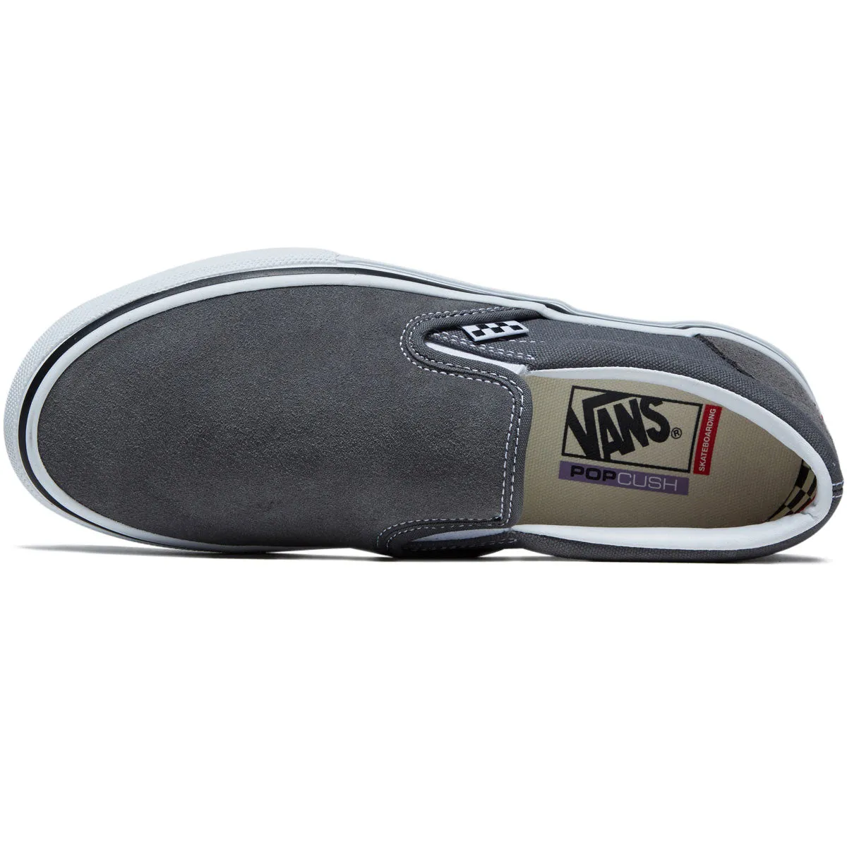 Shock Dissipation Precision Movement Vans Skate Slip-on Shoes - Pewter/White