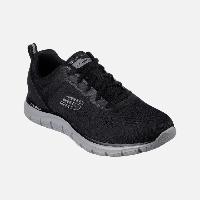 running in clean tracks shoes Toe Space Skechers Broader Wide Fit Men's Running Shoes -Black/Charcoal