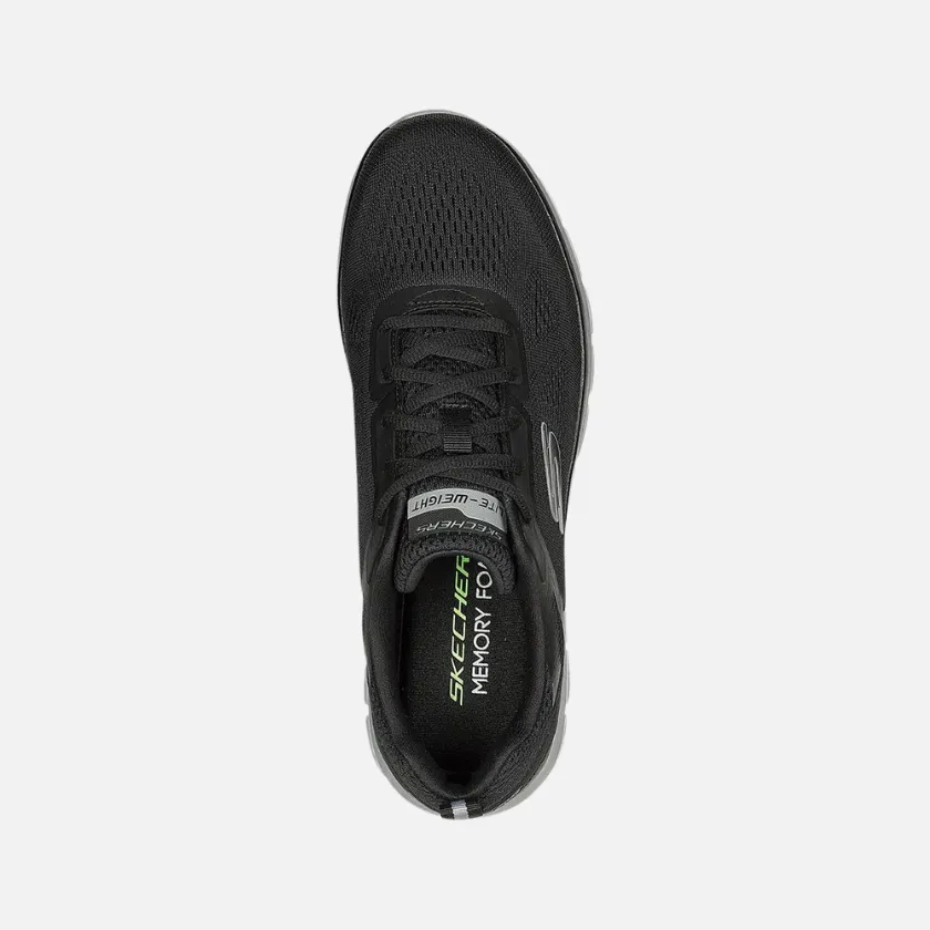 Skechers Broader Wide Fit Men's Running Shoes -Black/Charcoal Anti   Odor