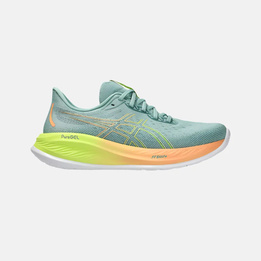 rhinestone - embellished - design shoes Quick Dry Technology Asics GEL-CUMULUS 26 PARIS Men's Running Shoes -Light Celadon/Safety Yellow