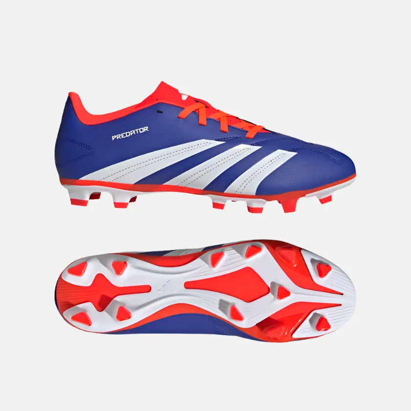 Adidas Predator Club Flexible Ground Unisex Football Shoes -Lucid Blue/Cloud White/Solar Red Zero Break-In Side Balance