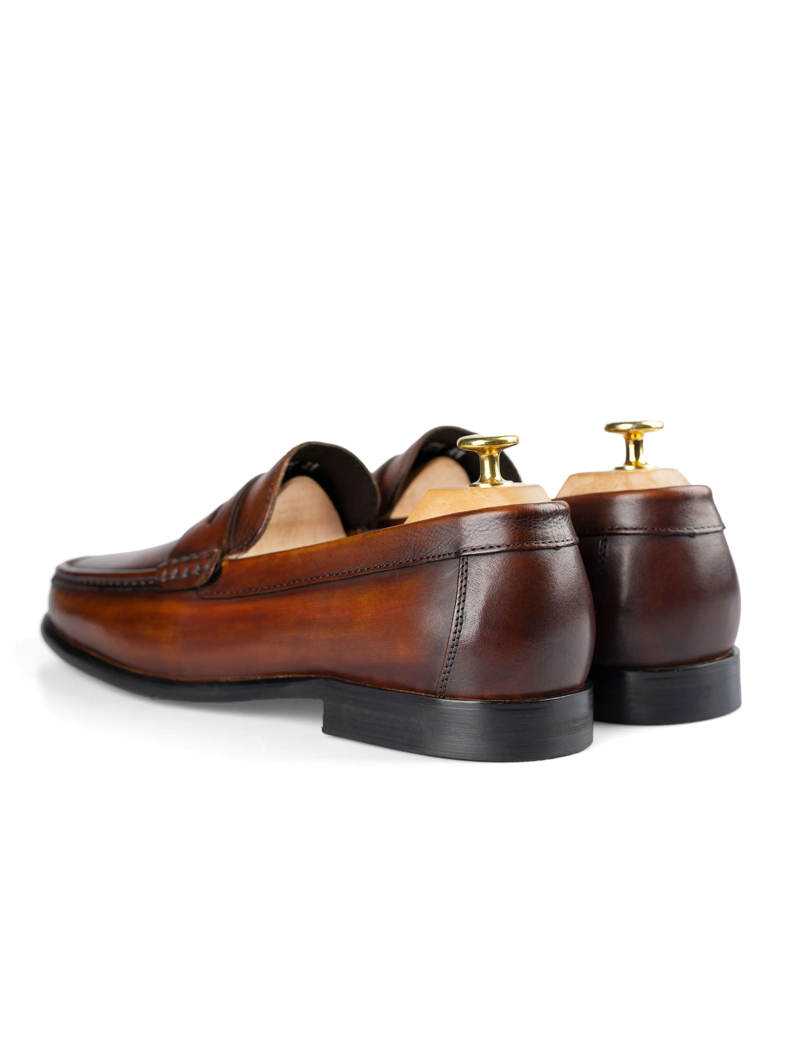 Penny Moccasin Loafer - Cognac Tan (Hand Painted Patina) All-day Slip-on Footwear