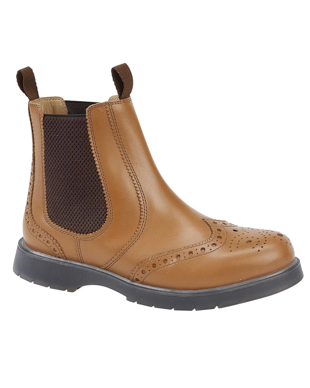 Timeless Look Artisan Made Grafters Mens Brogue Capped Twin Gusset Chelsea Boots