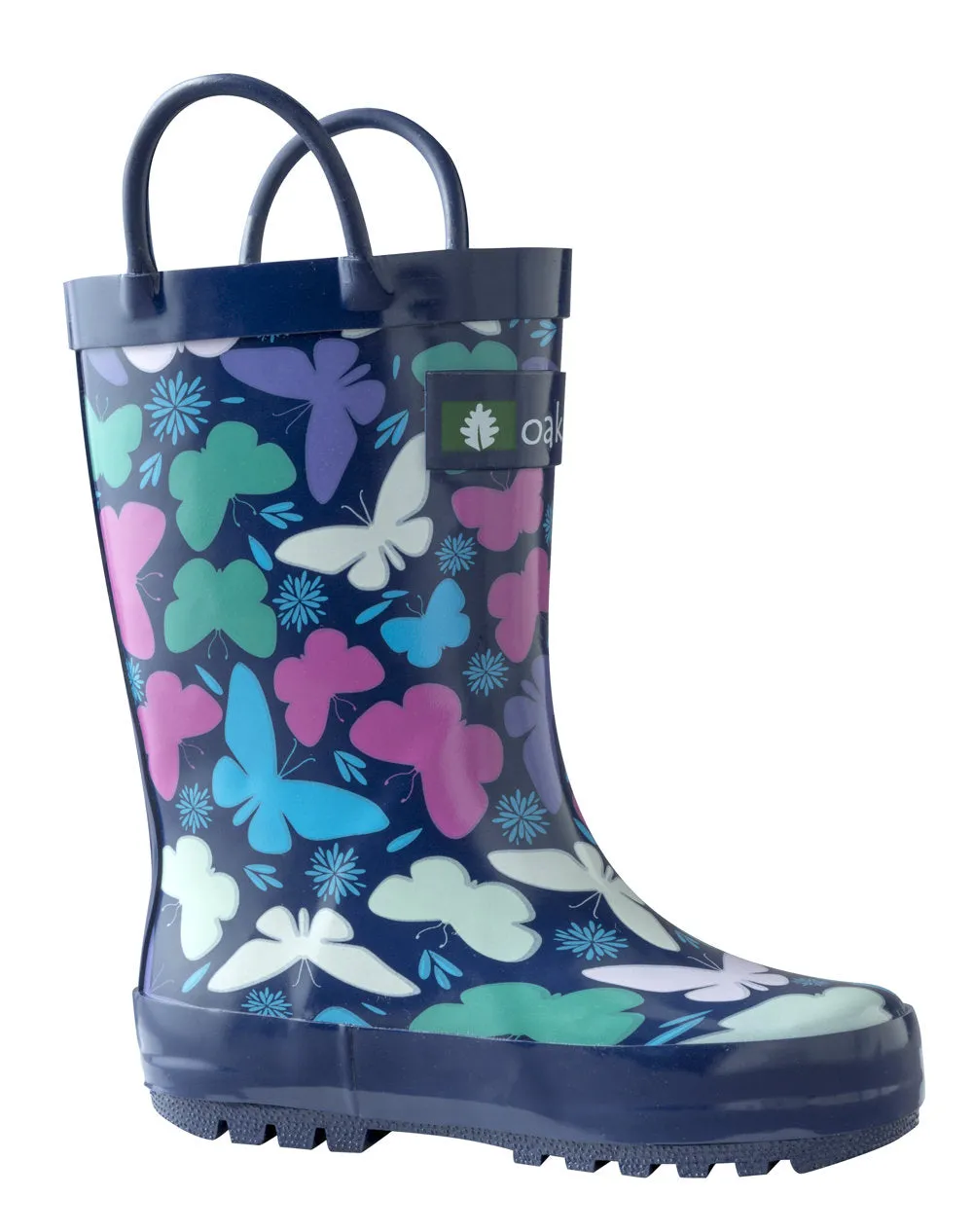 Outdoor must-have Bright Butterflies Loop Handle Rubber Rain Boots