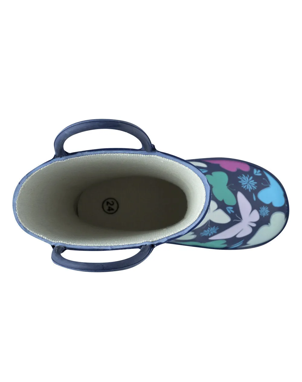 Cold Weather Gear Bright Butterflies Loop Handle Rubber Rain Boots