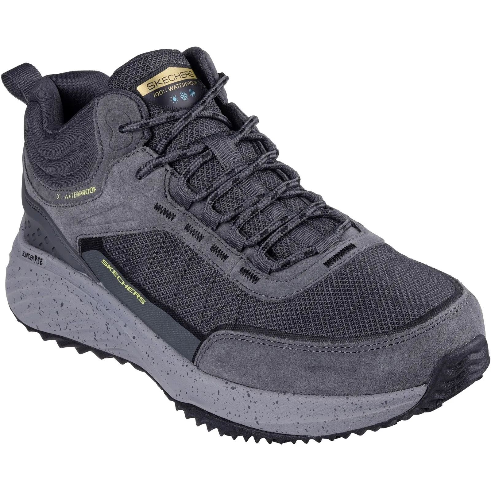 Skechers Mens Bounder Rse Hiking Boots Charcoal/Lime Rock Climbing Fit Foot Stability System