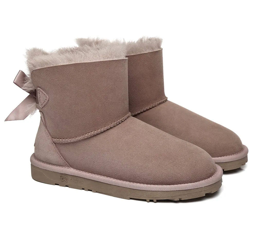 Adventure Trek Weather-Safe Gear EVERAU? UGG Boots Women Sheepskin Wool Mini Single Back Bow