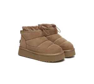 Comfort Padding Frost-Bite Footwear UGG EVERAU? UGG Boots Women Sheepskin Wool Drawstring Platform Picken