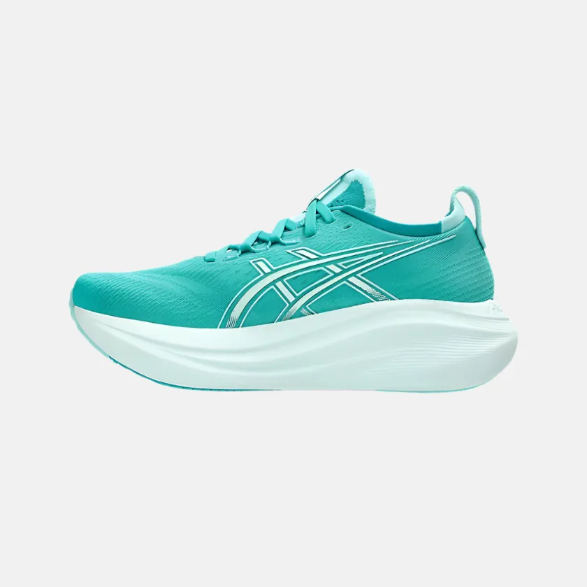 Asics GEL-NIMBUS 27 Women's Running Shoes -Wave Teal/Illuminate Mint hidden lacing shoes Light   Sensing