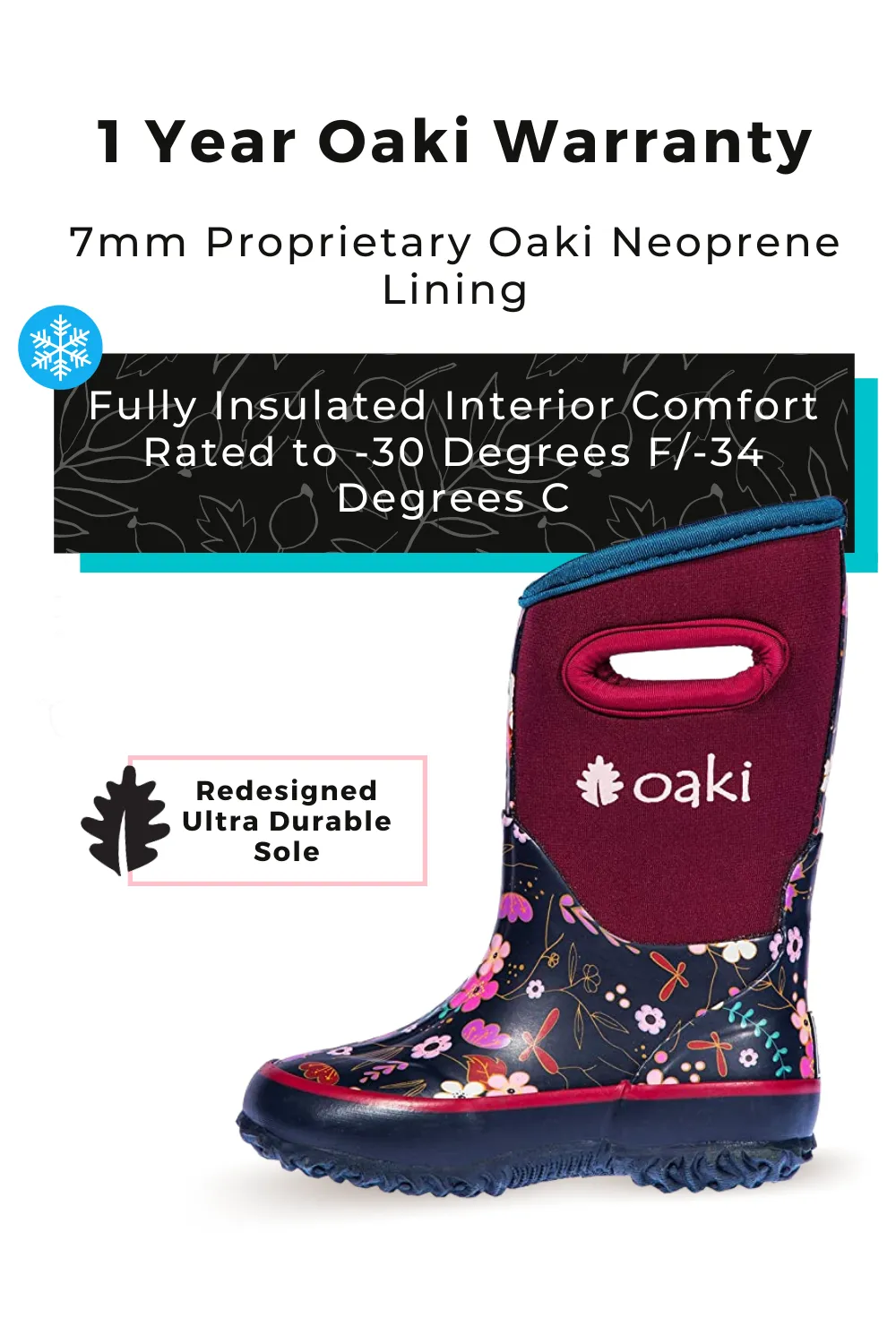 Comfort Fit Protection Midnight Floral Neoprene Rain/Snow Boots
