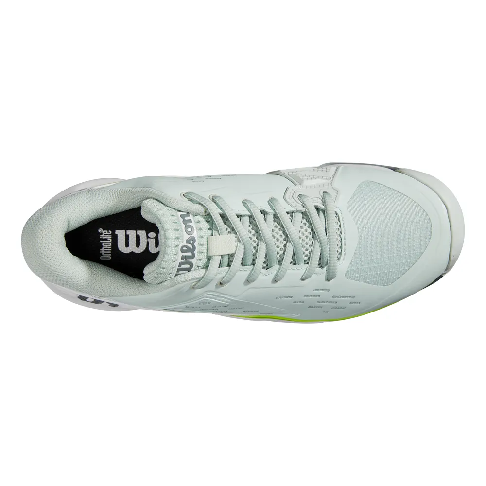 Wilosn Rush Pro Ace Clay Court Tennis Shoes (Ladies) - Opal Blue/White/Jasmine Green Ventilated Sides Quick Wear
