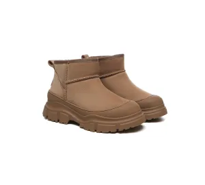 EVERAU? UGG Boots Sheepskin Wool Ankle Chunky Platform Mouni All-Weather Walks