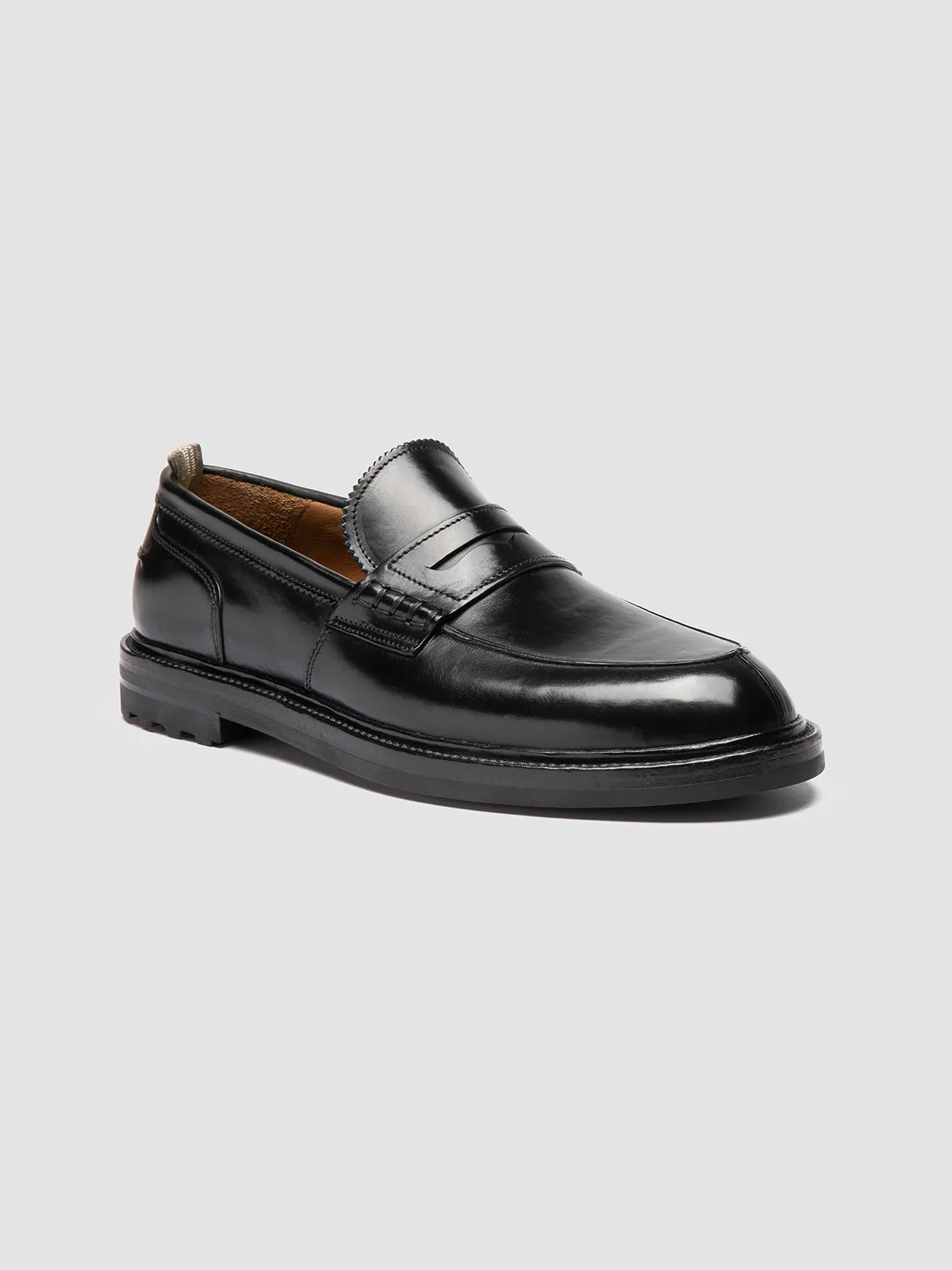 Lightweight Fit SAX FLEXI 001 - Black Leather Penny Loafers