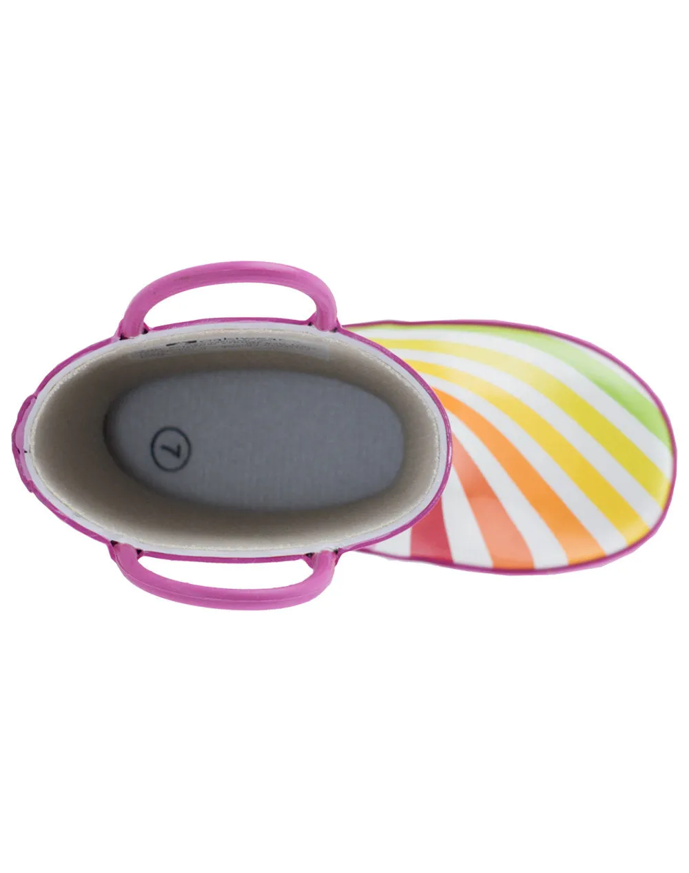 Functional Gear Boots Weather Ready Protection Rainbow Stripes Loop Handle Rubber Rain Boots